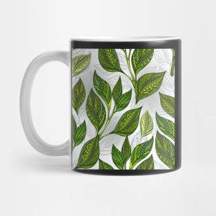 Seamless Pattern with Green Tea Leaves Mug